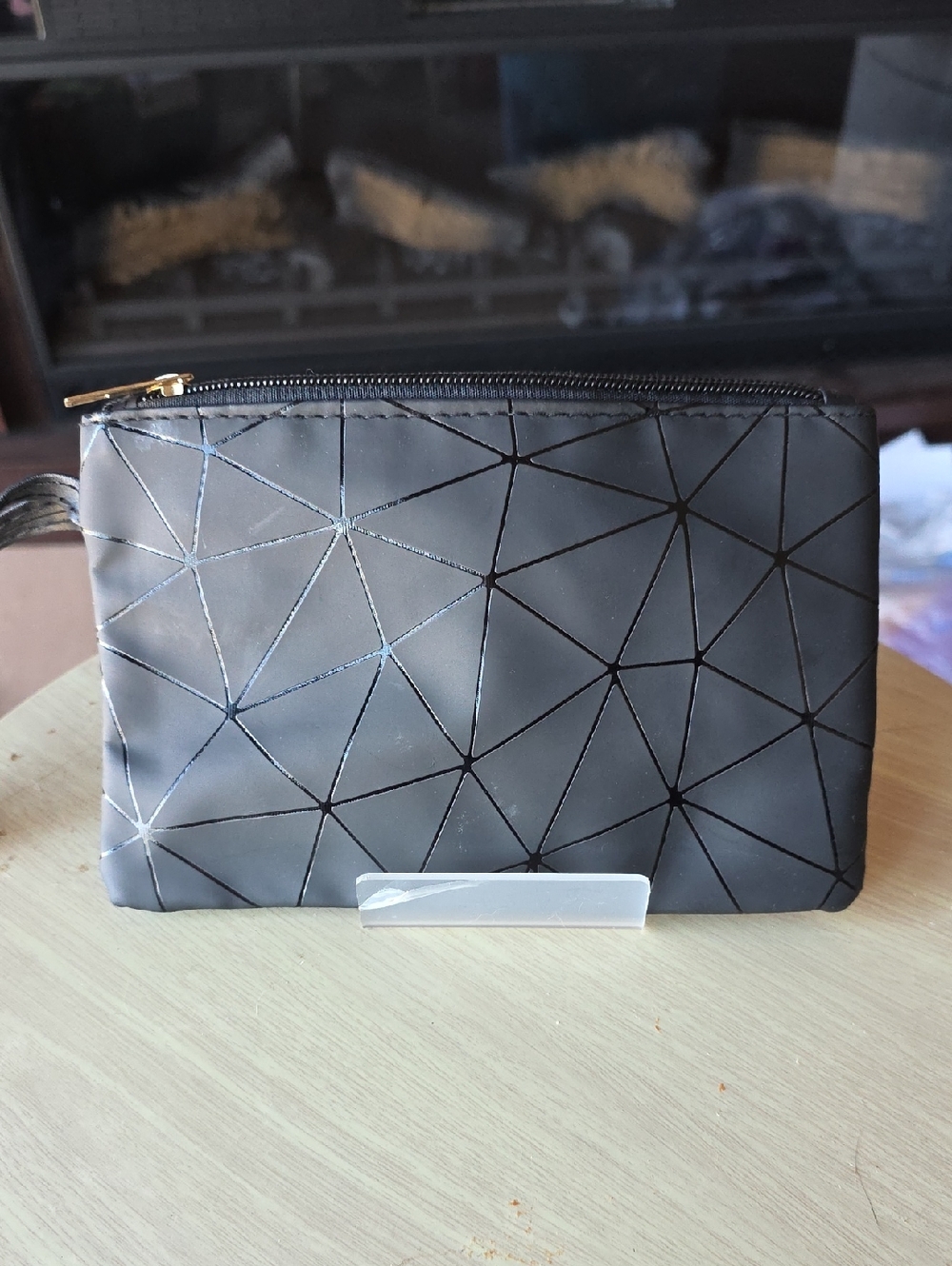 Geometric Black Zip Pouch